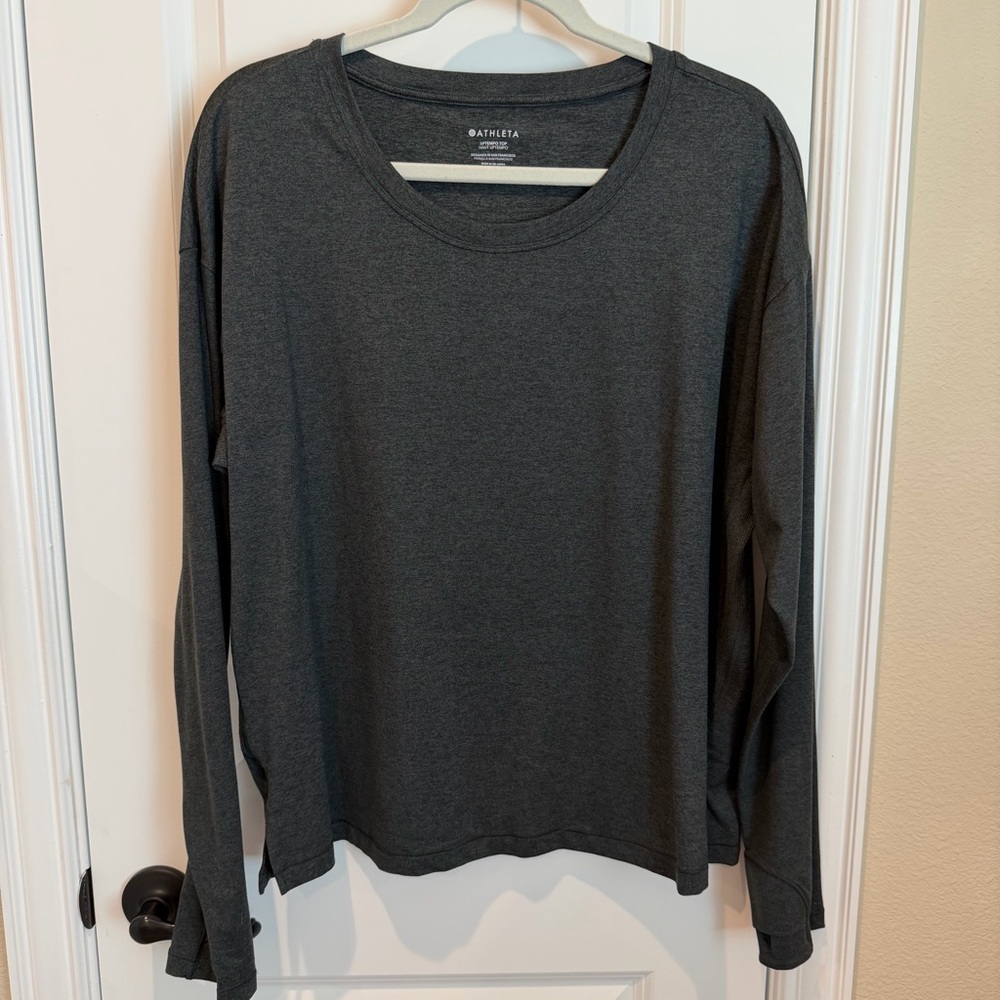 Athleta Uptempo II Long Sleeve Top Black Heather